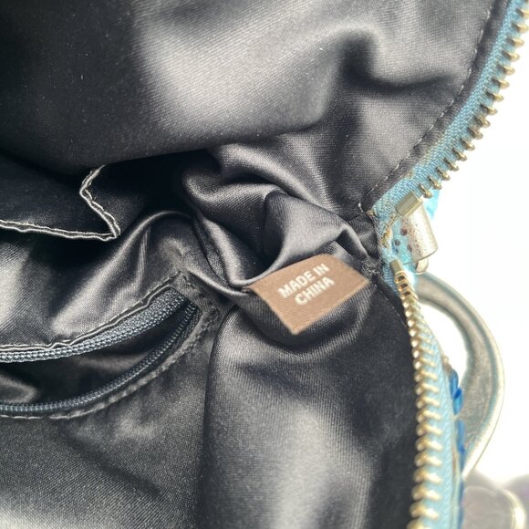 Limited Edition Coach Poppy 16303 Turquoise Sequin Bag w/ Silver Strap - Picture 11 of 16